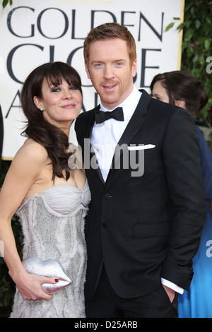 US-Schauspieler Helen McCrory und Damian Lewis kommen an die 70. Annual Golden Globe Awards von der Hollywood Foreign Press Association, HFPA, im Hotel Beverly Hilton in Beverly Hills, USA, am 13. Januar 2013 vorgestellt. Foto: Hubert Boesl Stockfoto
