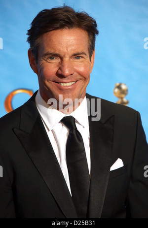 Schauspieler Dennis Quaid posiert in der Foto-Presseraum des der 70. Annual Golden Globe Awards von der Hollywood Foreign Press Association, HFPA, im Hotel Beverly Hilton in Beverly Hills, USA, am 13. Januar 2013 vorgestellt. Foto: Hubert Boesl Stockfoto