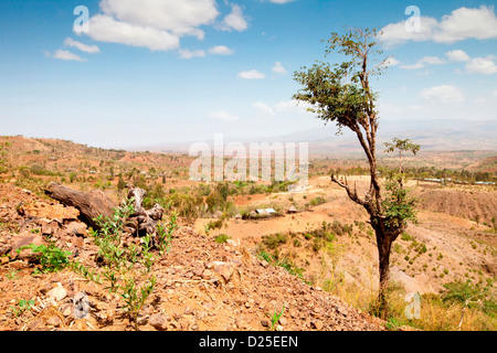 Panorama in der Nähe von Konso am unteren Omo-Tal, Südliches Äthiopien, Afrika. Stockfoto