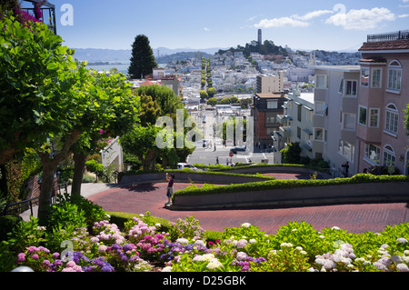 Lombard Street in San Francisco, Kalifornien Stockfoto