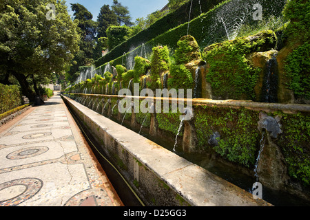 Die hundert Brunnen, 1569, Gärten der Villa d ' Este, Tivoli, Italien - UNESCO-Weltkulturerbe. Stockfoto