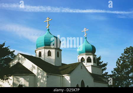 Heiligen Auferstehung Russisch-orthodoxe Kirche in Kodiak ist einer der vielen historischen russischen - gegründet orthodoxe Kirchen in Alaska Stockfoto