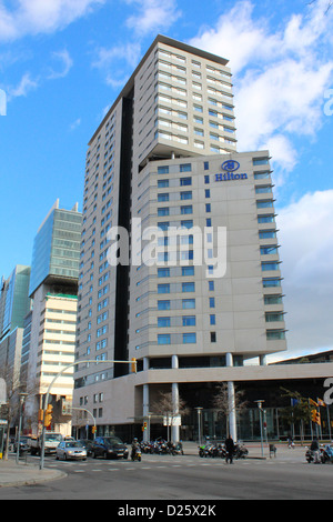 Hilton Hotel Gebäude, in Poblenou, Bezirk 22@, Barcelona, Spanien. Stockfoto