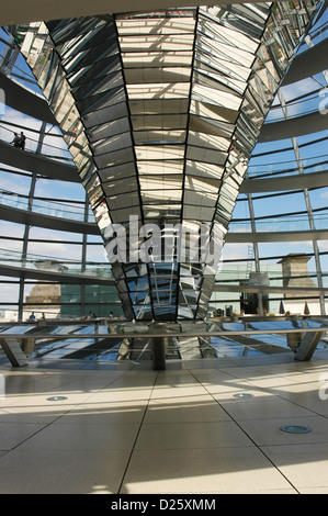 Kuppel des Reichstags, Sitz des Deutschen Bundestages, gestaltet von Norman Foster (b.1935). Innenraum. Berlin. Deutschland. Stockfoto