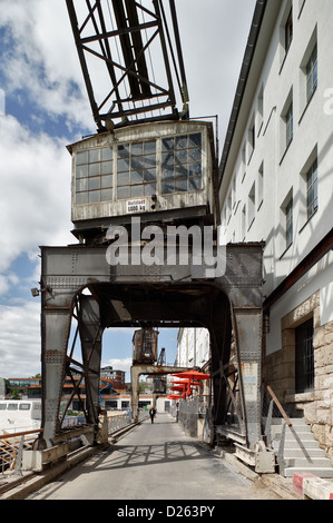 Berlin, Deutschland, erhielt Hafenkraene am Tempelhofer Hafen Stockfoto