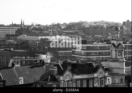 West Midlands Police Station Uhrenturm, Birmingham Busstation und Blick über Digbeth, Birmingham Stockfoto