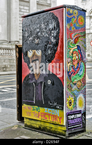Anschlussdose auf Bürgersteig in Dublin, Irland Stockfoto