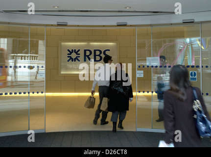 London, Vereinigtes Königreich, Eingang von der Royal Bank of Scotland Stockfoto