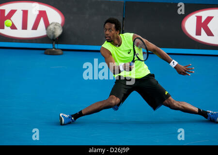 Melbourne, Australien. 15. Januar 2013. Gael Monfils in Tag2 des australischen Tennis Grand Slam-Turnier im Melbourne Park, Melbourne Australien geöffnet Stockfoto