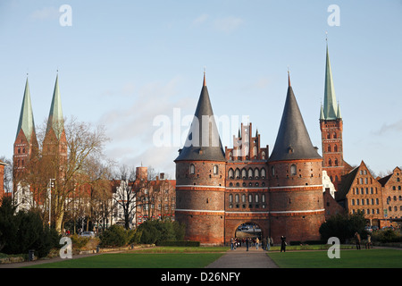 Lübeck, mit Blick auf die Holsten Lübeck Stockfoto