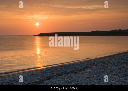 Sonnenuntergang am Bay Skaill, Orkney Inseln, Schottland. Stockfoto