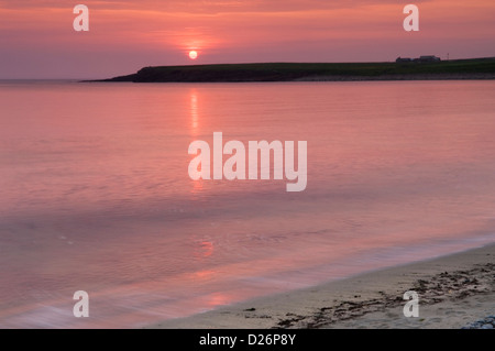 Sonnenuntergang am Bay Skaill, Orkney Inseln, Schottland. Stockfoto