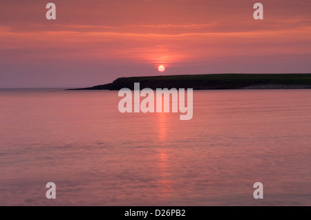 Sonnenuntergang am Bay Skaill, Orkney Inseln, Schottland. Stockfoto