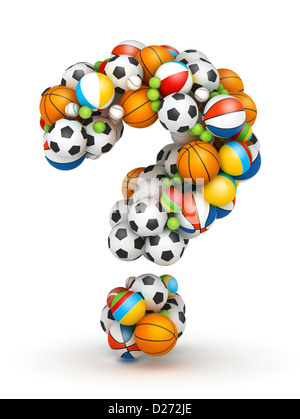 Fragezeichen, gestapelt aus Gaming-Kugeln alphabet Stockfoto