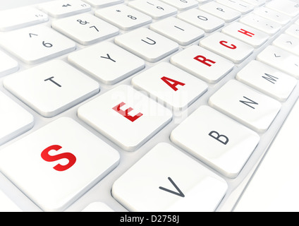 Suche Wort geschrieben am modernen glänzend weiße Tastatur, Internet-Konzept. Stockfoto