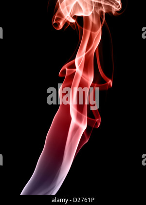 Red Smoke auf schwarzem Hintergrund Stockfoto