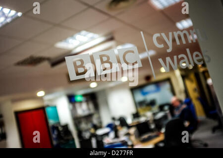 Aberystwyth, Wales, UK. 16. Januar 2013. BBC Wales und Waliser Sprache Aufführungsrechte Gruppe EOS sind immer noch nicht einigen Bedingungen für die Ausstrahlung von walisischen Musik auf die nationalen Radio- und Fernsehkanälen. Vom UK durchführen Rights Society (PRS) aufgeteilt, die haben der walisischen Körper versucht, neue, höhere, Gebühren für die Übertragungsrechte an mehr als 30.000 Songs von Walisisch Sänger und Gruppen zu verhandeln. 1. Januar 2013 die BBC Wales seit nicht in der Lage zu spielen diese Musik ausgestrahlt, klassische Musik und Lieder, und schneiden Sie wieder auf die Stunden der Tagesleistung Radio. Stockfoto