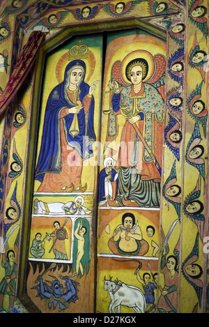 Beta-Giorgis Kirche und Kloster, Zege Halbinsel, Tana-See. Malereien im Inneren der Kirche. Stockfoto