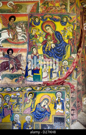Beta-Giorgis Kirche und Kloster, Zege Halbinsel, Tana-See. Malereien im Inneren der Kirche. Stockfoto