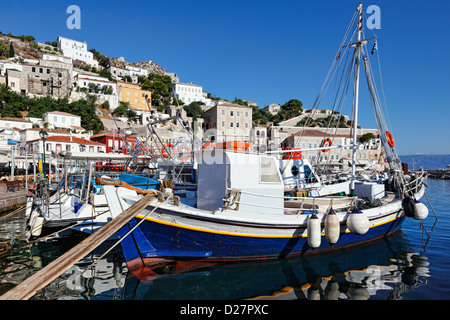 Hydra hat sicherlich den schönsten Hafen in Griechenland Stockfoto