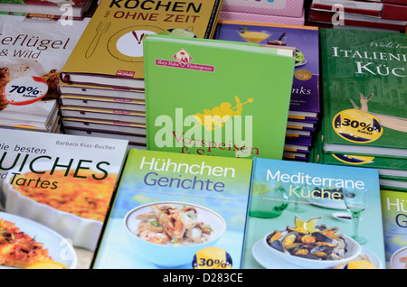 Eine Anzeige der Schweizer Koch-Bücher Stockfoto