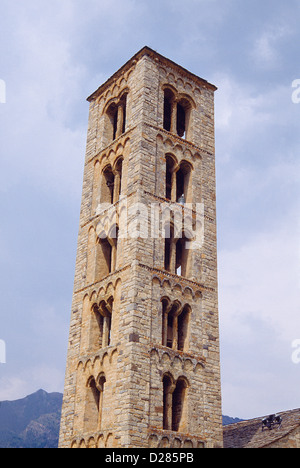 Turm Sant Climent Kirche. Taull, Lérida Provinz, Katalonien, Spanien. Stockfoto