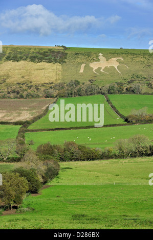 Das Osmington White Horse Hill Abbildung von George III auf dem Pferderücken geformt im Jahre 1808, Jurassic Coast, Dorset, Südengland, UK Stockfoto