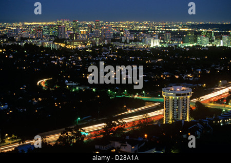 Century City und West Los Angeles gesehen vom Getty Center, Los Angeles, Kalifornien, USA. Stockfoto