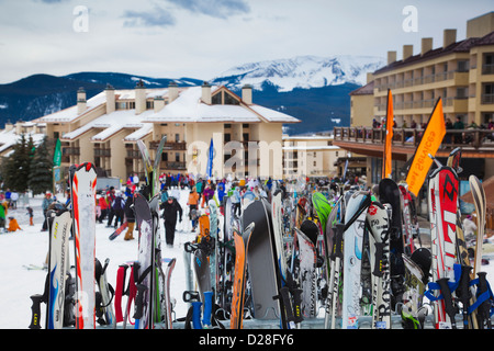 USA, Colorado, Crested Butte, Mount Haubenmeise Butte Ski Village, Ski Stockfoto