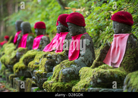 Jizo Statuen in Kanmangafuchi Abgrund Nikko, Japan. Stockfoto