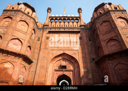 Lahore-Tor der Lal Qila oder des Roten Forts in Alt-Delhi Indien Stockfoto