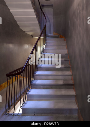 Sanierung von Sir John Soane Museum, London, Vereinigtes Königreich. Architekt: Julian Harrap Architekten, 2012. Freitragende Treppe w Stockfoto