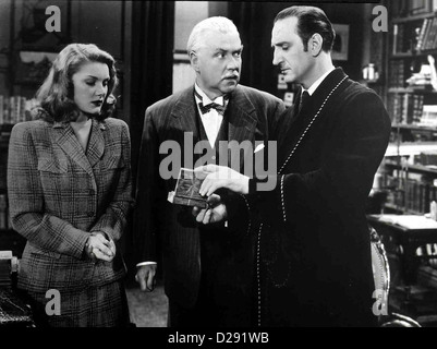 Sterben Sie Frau In Gruen Frau In Grün Nigel Bruce, Basil Rathbone Meisterdetektiv Sherlock Holmes (Basil Rathbone, R) Und sein Stockfoto