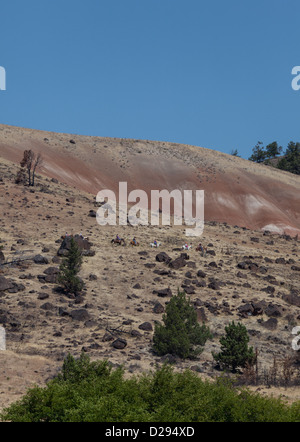 Wanderreiten in Wüste mit einer Linie der Reiter in der Wüste, Kah-Nee-Ta, in der Nähe von Warm Springs, Oregon USA Stockfoto