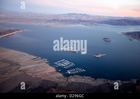 Flug über Las Vegas Hafen See Mead Marina und Lake Mead Hemenway Bootshafen Nevada USA Stockfoto