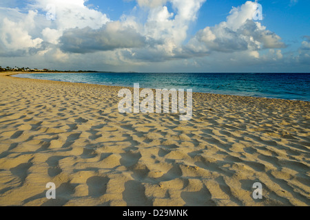 Schöner Sandstrand an Sonnenaufgang, Punta Cana, Dominikanische Republik, Karibik Stockfoto