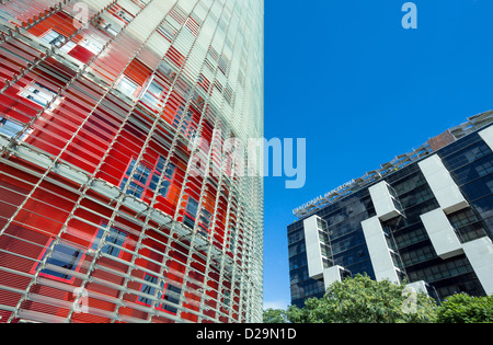 Spanien, Barcelona, der Torre Agbar vom Architekten Jean Nouvel entworfen. Stockfoto