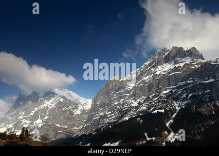 Winterschnee, Schrekhorn Berg, Skigebiet Grindelwald; Schweizer Alpen Jungfrau - Aletsch; Berner Oberland; Schweiz; Europa Stockfoto