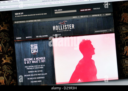 Hollister-Webseite - online Kleidung einkaufen Stockfoto