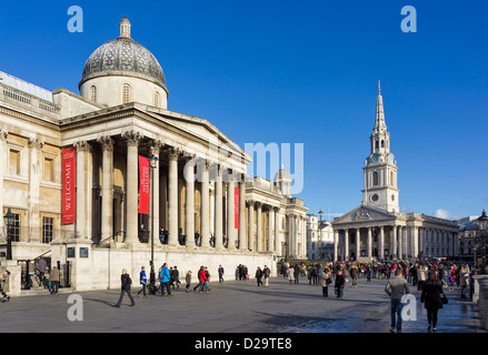 National Gallery, London, Trafalgar Square, England, Großbritannien Stockfoto