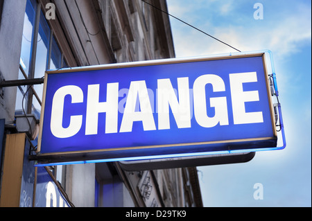 Ändern Sie-die Zeichen für ein Bureau de change Stockfoto