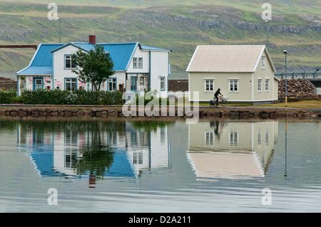 Holz Handwerk Häuser in Seydisfjordur, Island Stockfoto