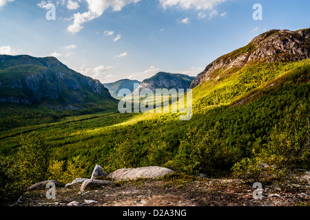 Blick vom Weg des nationalen Park Grands-Jardins in Charlevoix, Quebec, Kanada, Stockfoto