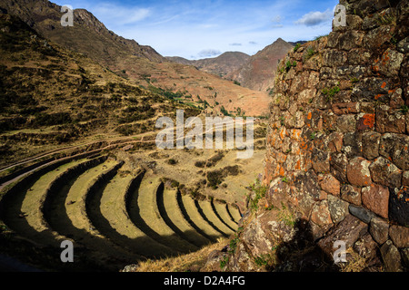 Ruinen von Pisac in Perus Heiliges Tal Stockfoto