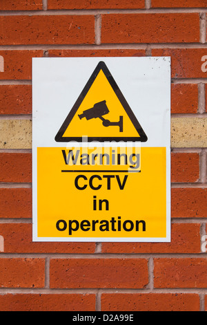 Warnung, CCTV Betrieb anmelden Stockfoto