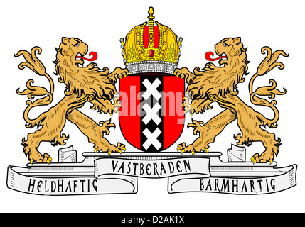 Wappen der niederländischen Hauptstadt Amsterdam. Stockfoto