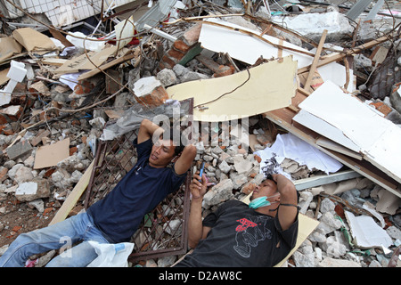 Padang, Indonesien, Aufräumen Arbeit in der Stadt Padang nach dem Erdbeben Stockfoto
