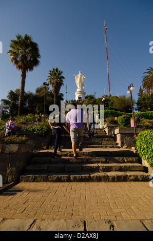 Christus-Statue am Cerro Santa Lucia in Santiago de Chile, Chile Stockfoto