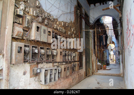 Havanna, Kuba, Stromzaehler in einem Wohnhaus in Zentral-Havanna Stockfoto