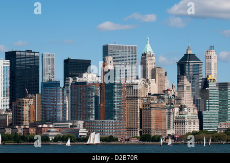 Lower Manhattan von Ellis Island gesehen. Stockfoto